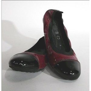 **HP** GEOX Black/Maroon Glossy Ballet Flats 6.5/36 EUC